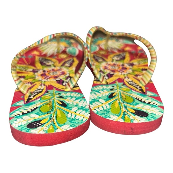 Vera Bradley Flip-Flops Bright Floral & Striped Thong Sandals Size 6 - Picture 5 of 6